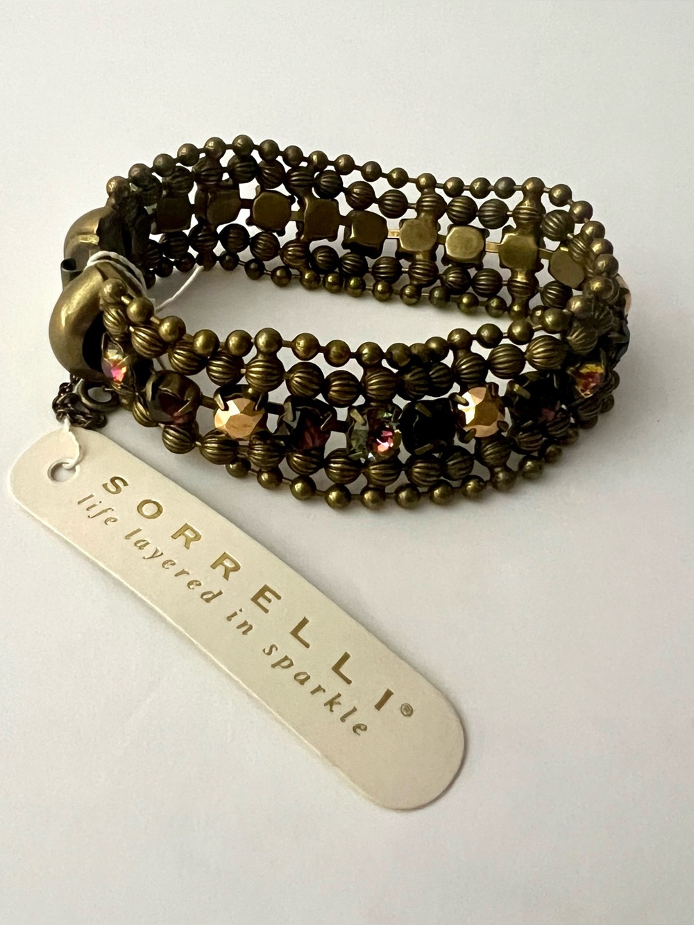 Sorrelli Antique Gold Beaded Rhinestone Bracelet -NWT